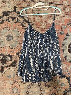 Hurley Navy and White Printed Spaghetti Strap button front Camisole